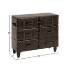Coffre de rangement vintage en similicuir avec rivets et sangles - Noir
