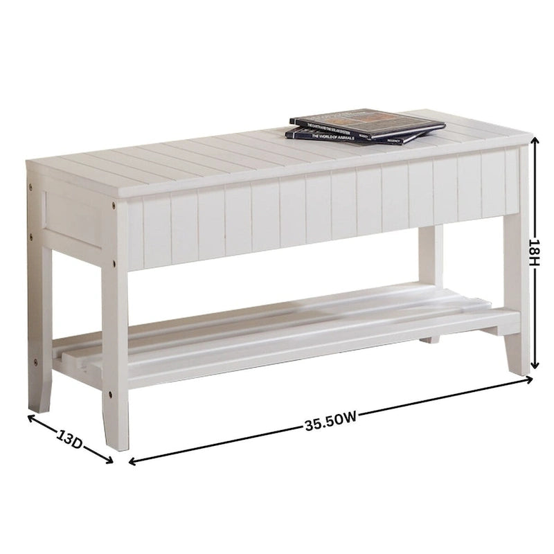 Banc à chaussures en bois massif avec rangement pour entrée